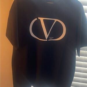 Valentino Orlandi Black Tee with White Logo